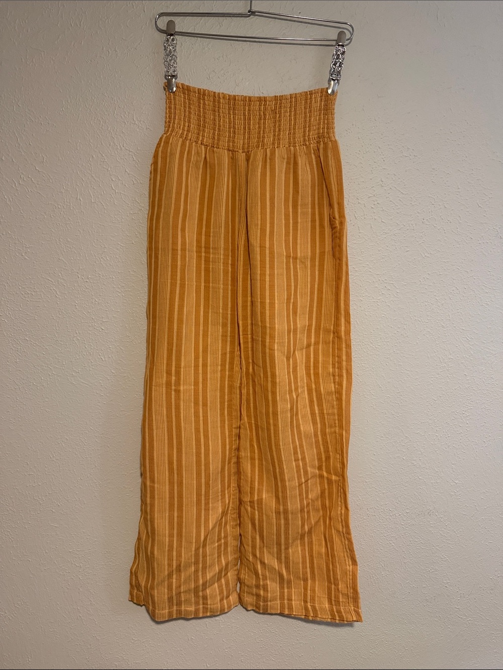Stripe Smocked Waist Wide-Leg Bottoms